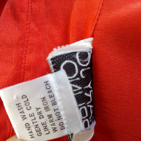 Vintage Mary Jo Bruno Orange Dilk Button Down Collared Blouse Top Size Women's S - Picture 10 of 10